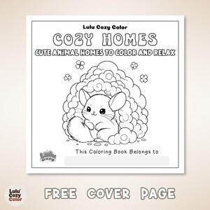 40 Pages Printable Cozy Homes Coloring Book, Bold and Easy Cute Animal House Coloring Pages for Adults Kids, Kawaii Bunny Room Sheets PDF image 9