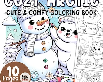 Cozy Arctic Bear Coloring Book: Kawaii Hygge Animals Coloring Pages (PDF Download)