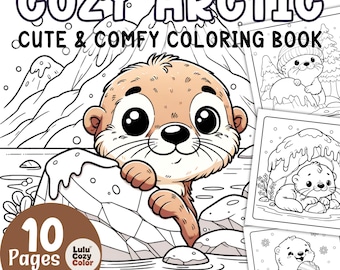 Otter Coloring Book: 10 Kawaii Arctic Pages (PDF Pattern)