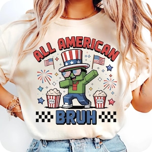 All American Bruh PNG – Divertente design per bambini del 4 luglio – Grafica per giocatori e festa dell'indipendenza – Divertente maglietta del 4 luglio per bambini con design png