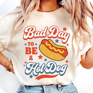 Camiseta divertida de perrito caliente del 4 de julio - Camiseta con humor de barbacoa - Mal día para ser perrito caliente - Camiseta de barbacoa del Día de la Independencia - Comida patriótica de verano png