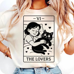 The Lovers Tarot Cat PNG – Cute Witchy Sublimation Design, Cat Lover Tarot Card Clipart, Funny Spiritual Printable Graphic PNG
