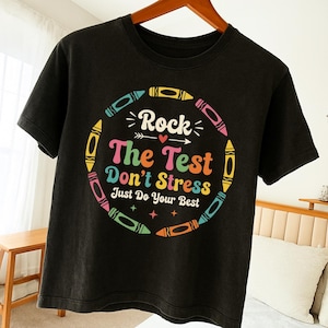 Rock the Test PNG – Testing Encouragement Shirt Design – Motivational Teacher & Student Graphic for School Test Week – Digital Download