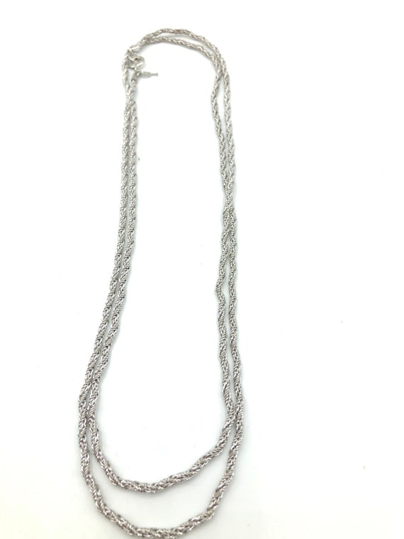 Crown Trifari Long Chain, Silver Chain Necklace Gem