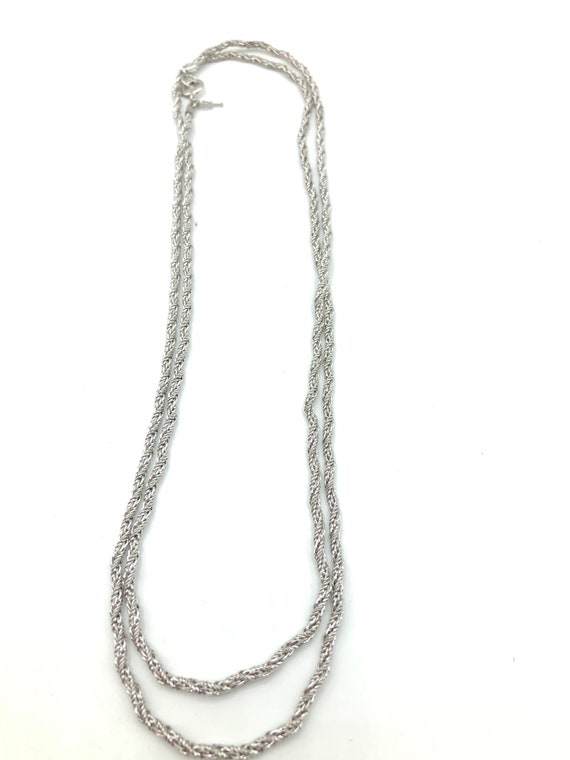 Crown Trifari Long Chain, Silver Chain Necklace