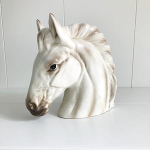 Vintage White Horse Vase or Planter