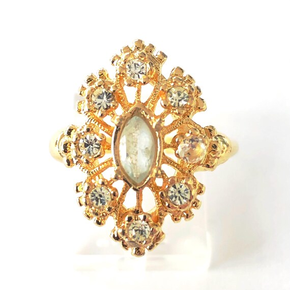 Vintage Elegant Rhinestone Statement Ring, Cockta… - image 2