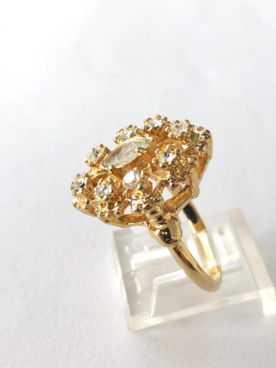 Vintage Elegant Rhinestone Statement Ring, Cockta… - image 3