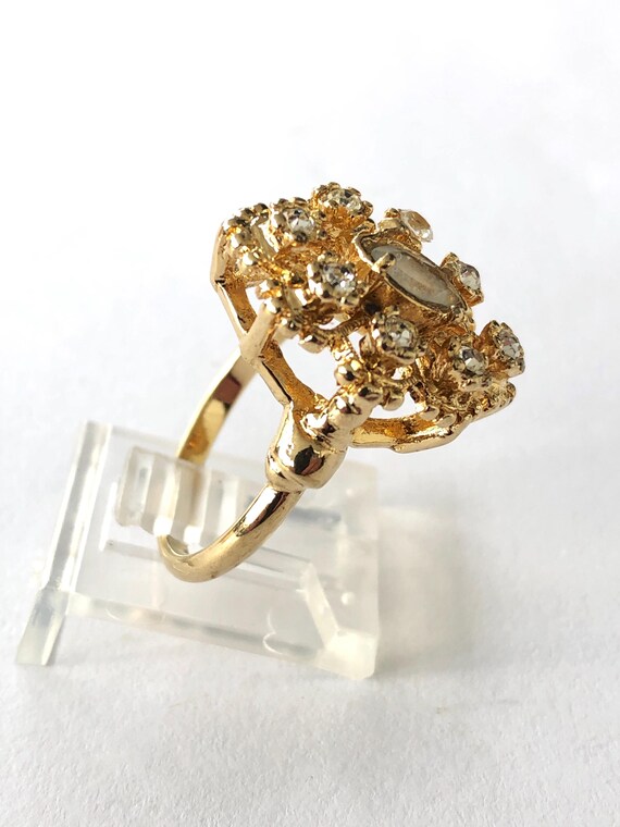 Vintage Elegant Rhinestone Statement Ring, Cockta… - image 5