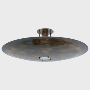 Mid Century 1950s Brass Sputnik Chandelier Flush Mount UFO Ceiling Light Kalmar Stilnovo Modern Italian Brass Flush Mount Sputnik Fixture