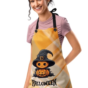 Halloween Cooking Apron | Halloween party gift | Cute Pumpkin Witch Apron | Holiday Kitchen Gift | Trick or treat apron
