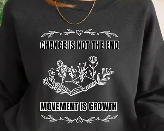 El cambio no es el fin (PNG), cita motivacional (PNG), movimiento es crecimiento (PNG), inspiración (PNG), diseño de cita sobre mentalidad de crecimiento (descarga digital)