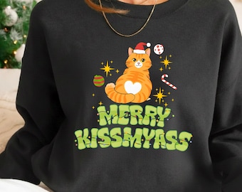 Gato navideño PNG, Gato de Feliz Navidad PNG, Divertido regalo navideño maullando para amantes de los gatos, Gato navideño PNG, Feliz Navidad (Descarga digital)