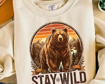 Diseño de camiseta de oso salvaje PNG, regalo para amantes de la naturaleza y la aventura, camiseta de oso salvaje PNG, perfecta para aventuras salvajes (descarga digital)