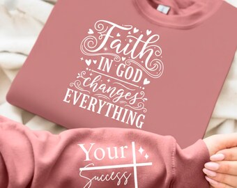 Elegante SVG cristiano PNG, Tu éxito comienza PNG, Fe en Dios SVG, Cita de fe SVG, Clipart cristiano, Png religioso (Descarga digital)