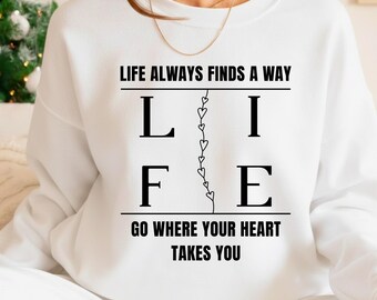 La vida siempre encuentra un camino SVG PNG, Cita inspiradora SVG, Motivación PNG, Ve adonde te lleve el corazón, Citas de vida (Descarga digital)