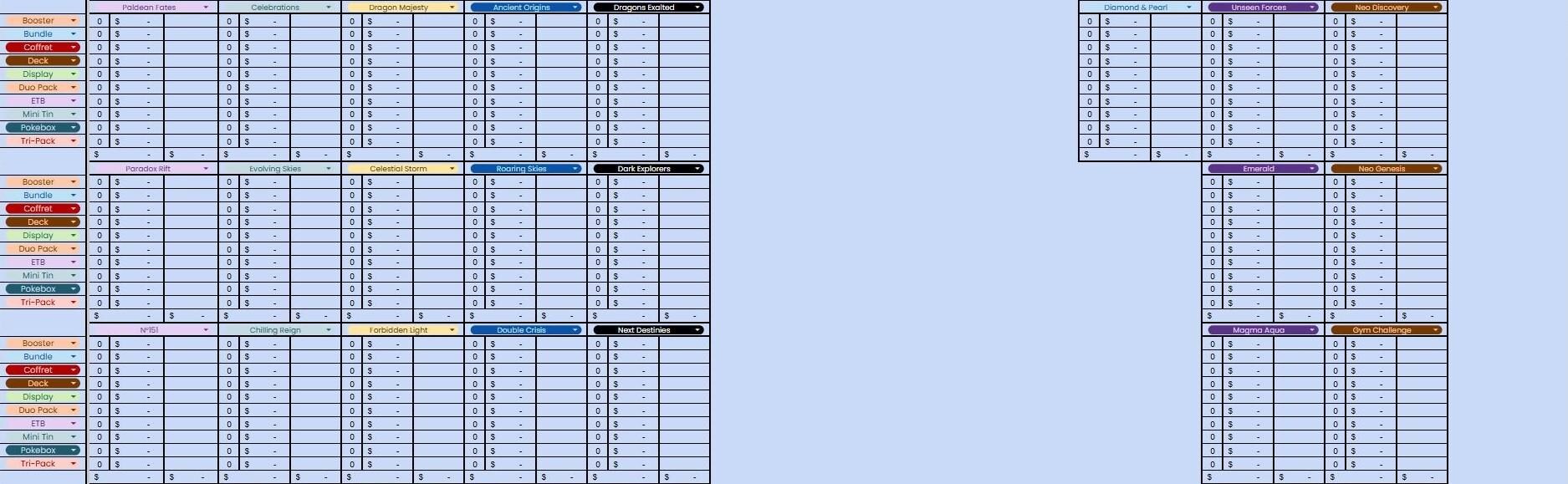 Spreadsheet for Pokemon Card Collectors EN: Simplified Management! - Etsy
