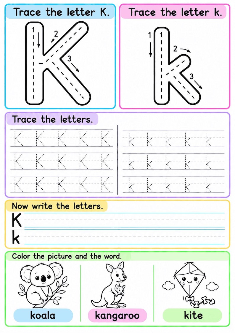 Alphabet Tracing Worksheets for Preschool Kids, ABC Writing Practice ...