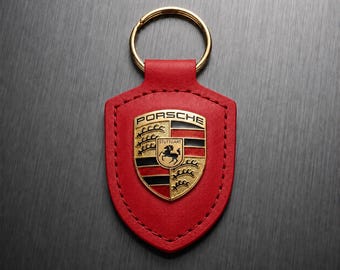 Genuine Porsche Leather Crest Key Ring: Black 2026 Design germany