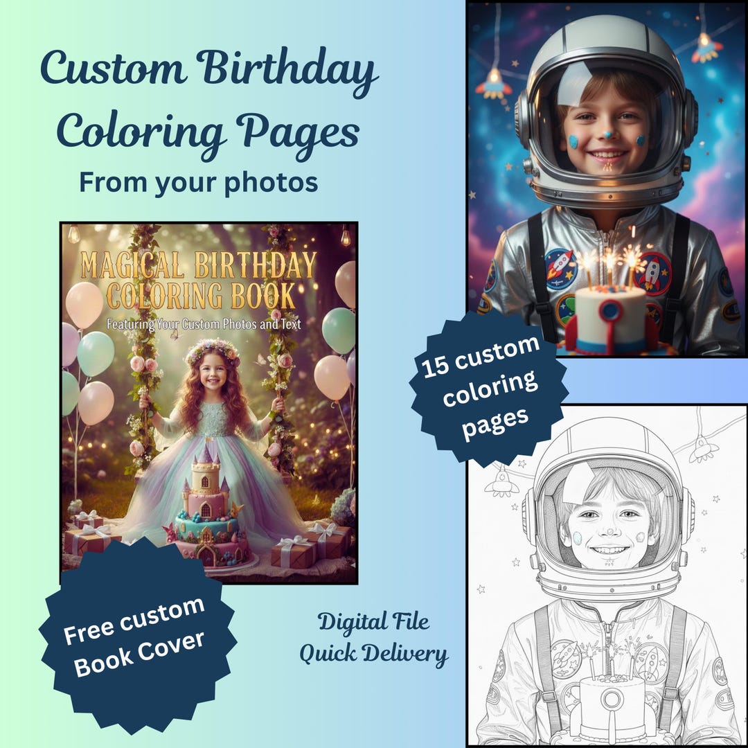 Custom Coloring Book , Personalized Photo to Coloring Book With Free ...
