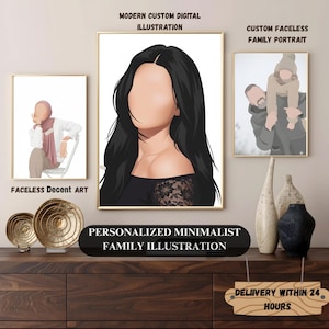 Minimal Faceless Portrait, custom family illustration, personalised photo, photo illustration, from your photo to portrait, boyfriend gift