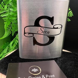 Gepersonaliseerde heupfles/heupfles, roestvrij staal met monogram en persoonlijke boodschap – 200 ml