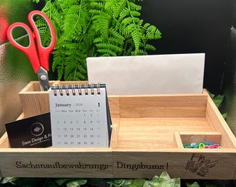 Organizador de escritorio de roble | Organizador de escritorio hecho a mano | Personalización disponible