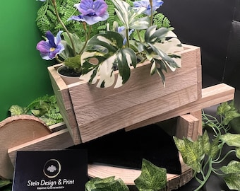 Carretilla de plantación de roble macizo – Decoración de jardín personalizable con encanto | Hecha a mano y única