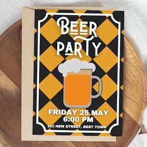 Editable Beer Party Invitation Poster: Brewery Birthday Template (Digital Download)