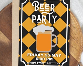 Editable Beer Party Invitation Poster: Brewery Birthday Template (Digital Download)