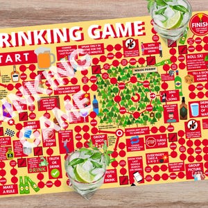 Printable Drinking Board Game: Adult Party Fun (Digital Download, PDF/PNG Files A4/A3 Format)