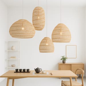 Natural Rattan Pendant Light | Woven Ceiling Light Fixture for Living Room, Bedroom, Office or Nursery | Eco-Friendly Boho Home Lighting