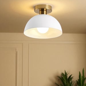 Modern Single Light Flush Mount – Brass Ceiling Light Fixture for Bathroom, Kitchen, Hallway, or Vanity Accent Lighting, Easy to Install