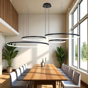Modern LED Ring Chandelier - Circular Ceiling Light for Contemporary Interior, Engineering Lighting, LED Hanging Lamp| Stylish Home Light