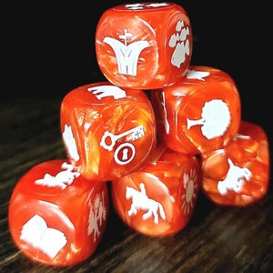 Conjunto de dados Lenormand, vermelho - 6 peças, com caixa e bolsa incluídas