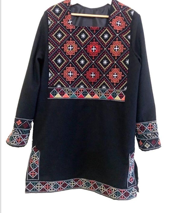 Hand Embroidered Georgian Tunic: Khevsurian Style Ethnic Menswear