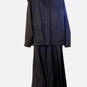 Orthodox Christian Priest Robe: Black Monk Cassock with Vest (Size L)