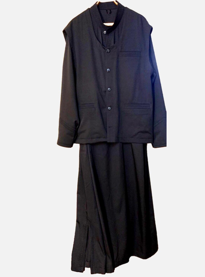 Orthodox Christian Priest Robe: Black Monk Cassock With Vest (size L ...