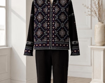 Georgian National Costume Handmade Traditional Embroidered Ethnic Suit, Folk Style Jacket and Pants