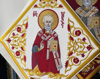 Handmade Orthodox Epigonation with St. Nicholas Embroidery,Palitsa liturgical vestment