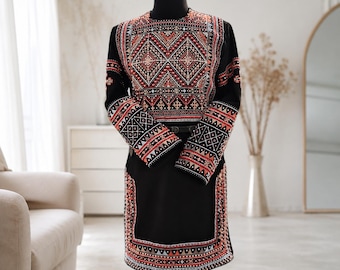 Antique Georgian Khevsurian National Costume Handmade Embroidered Traditional Talavari tunic Historic Folk Clothing