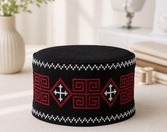 Handmade Orthodox Skufia Hat – Georgian Embroidered Christian Cap