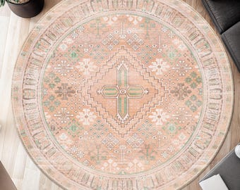 Bohemian Tribal Rug: Vintage Geometric Print Area Rug