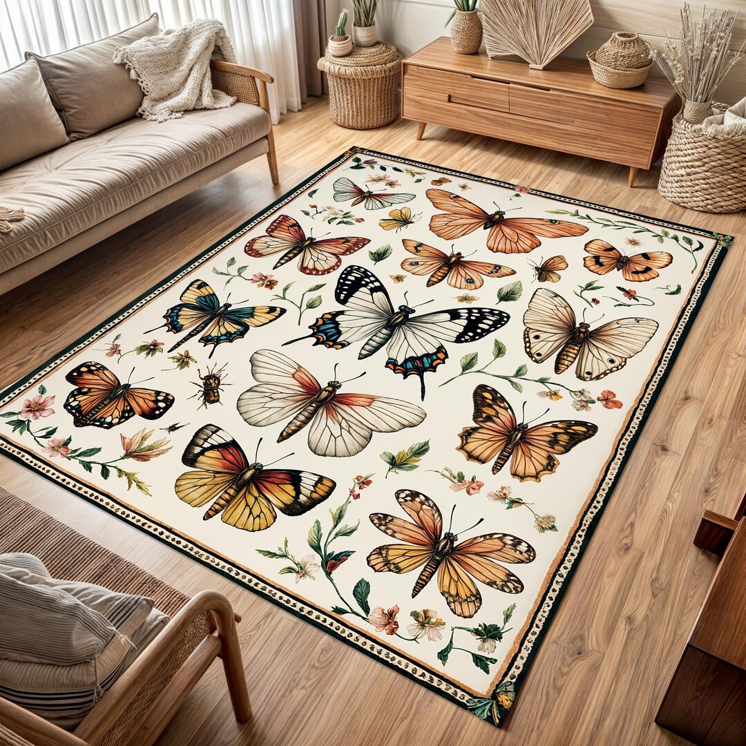 Butterfly Rug: Colorful Maximalist Decor, Custom Pattern - Etsy