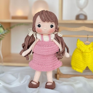 Crochet Girl Doll: Amigurumi Plushie with Extra Dress, Nursery Decor