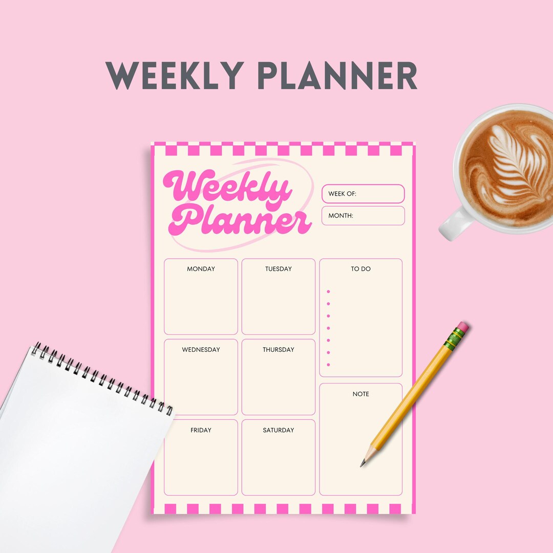 Pink Aesthetic Weekly Planner | Printable Weekly Organizer | Digital ...