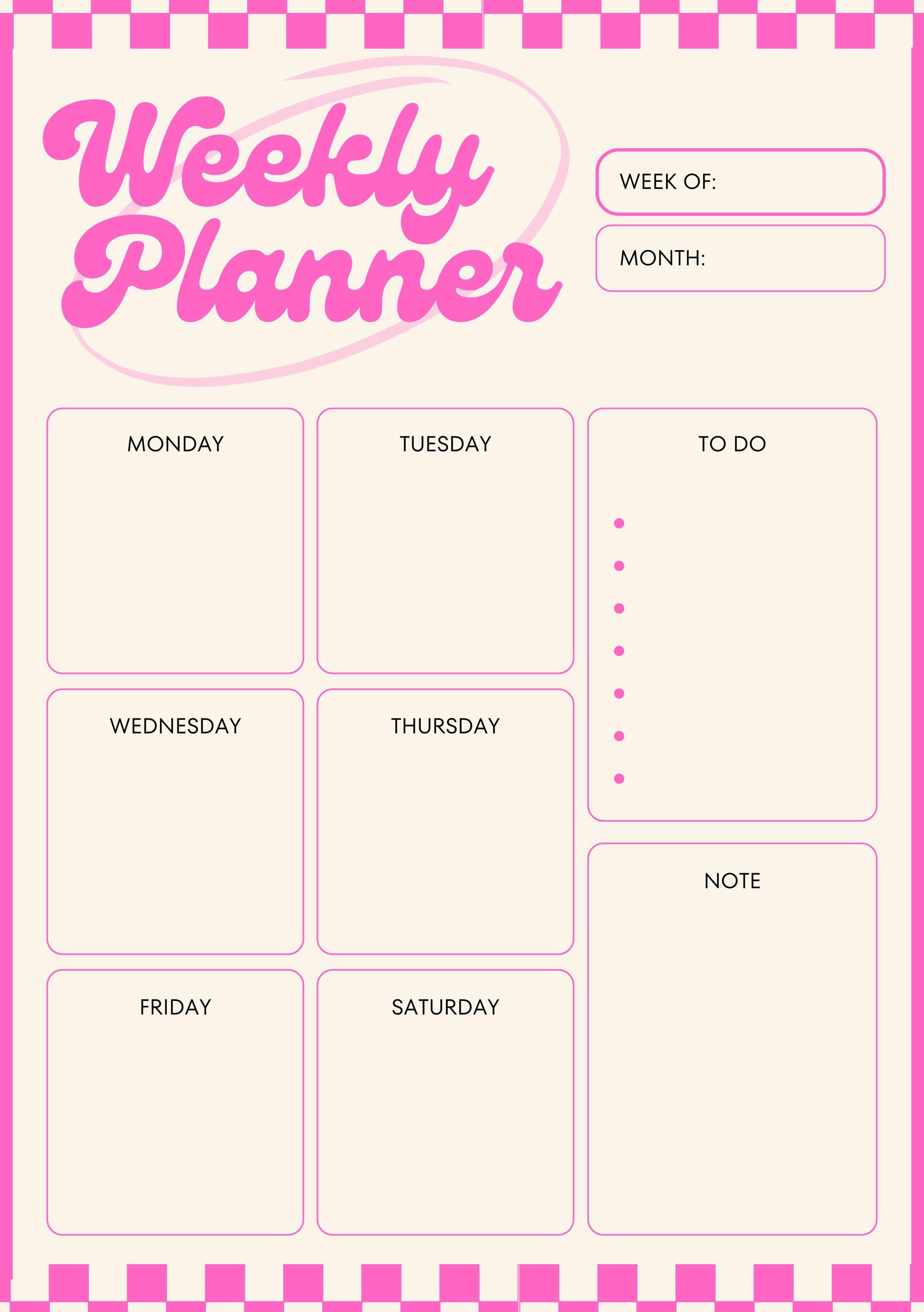 Pink Aesthetic Weekly Planner | Printable Weekly Organizer | Digital ...