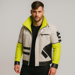Apex Legends Crypto Cosplay Jacket: Multicolor Faux Leather Biker Costume