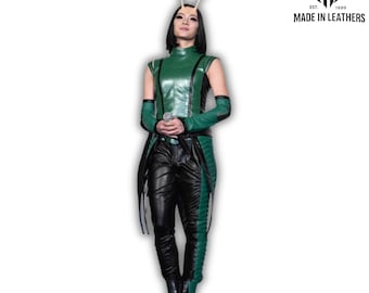 Green Mantis Inspired Cosplay Leather Coat – Guardians Style Women’s Superhero Jacket Coat (Coat and Sleeves included)