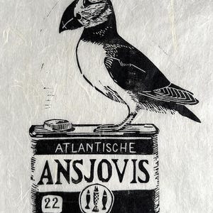 Puffin, Papegaaiduiker, Lino Print, Lino Art, Bird Print, Bird Art